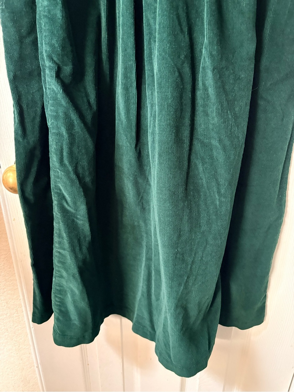 Vintage 90’s Emerald Green Corduroy Midi Long Sleeve Dress Pearl Buttons Size 16 - Picture 5 of 13
